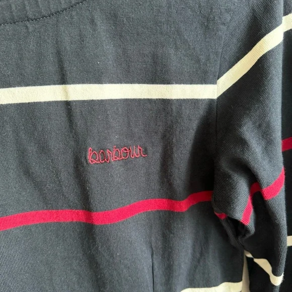 Barbour Oyster Striped Dress Blue Multi Size 6 Cotton - Picture 7 of 14